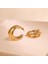 Çelik Kadın Küpe, Üç Sıra Yarım Halka, Gold Renk, No:70 3