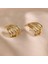 Çelik Kadın Küpe, 5 Sıra Yarım Halka, Gold Renk, No:67 5