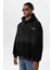 Yıkamalı Oversıze Kapüşonlu Sweatshırt Siyah 5