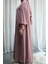 Model Mihriban Medine Ipeği Kol Detaylı Tesettür Elbise (Şalsız) - Pembe - MİHRİBAN01027 3