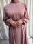 Model Mihriban Medine Ipeği Kol Detaylı Tesettür Elbise (Şalsız) - Pembe - MİHRİBAN01027 4