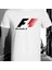 Formula 1 Tasarımlı 2025 Özel Koleksiyon Ön Taraf Baskılı Beyaz T-Shirt Tişört 1