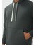Haki Pamuklu Kalın Içi Tüylü Yumuşak Dokulu Comfort Fit Nakışlı Erkek Sweatshirt - 88419 2