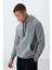 Gri Melanj Pamuklu Kalın Içi Tüylü Yumuşak Dokulu Comfort Fit Nakışlı Erkek Sweatshirt - 88419 3
