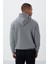 Gri Melanj Pamuklu Kalın Içi Tüylü Yumuşak Dokulu Comfort Fit Nakışlı Erkek Sweatshirt - 88419 5