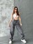 Kadın Siyah Kar Yıkama Yüksek Bel Skater Fit Bol Kesim Baggy Denim 1
