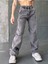 Kadın Siyah Kar Yıkama Yüksek Bel Skater Fit Bol Kesim Baggy Denim 3