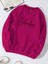 Oversize Bisiklet Yaka Basic Adventure Baskılı Sweatshirt - Fuşya 1