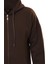 Fermuarlı Kapüşonlu Oversize Sweatshirt - Kahverengi 4