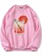 Oversize Bisiklet Yaka Basic Orange Cocktail Baskılı Sweatshirt - Pembe 1