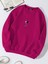 Oversize Bisiklet Yaka Basic Balloon Astronaut Baskılı Sweatshirt - Fuşya 1