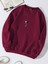Oversize Bisiklet Yaka Basic Balloon Astronaut Baskılı Sweatshirt - Bordo 1