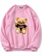Oversize Bisiklet Yaka Basic Billionaire Baskılı Sweatshirt - Pembe 1