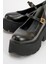 Linley Siyah Cilt Kadın Kalın Tabanlı Günlük Ayakkabı 3
