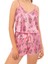 Çiçek Desenli Pembe Saten Şortlu Pijama Takımı 1