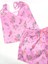 Çiçek Desenli Pembe Saten Şortlu Pijama Takımı 2