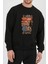 Dağcı Kamp Baskılı Siyah Unisex Kadın Erkek Pamuklu Sweatshirt CU223 2