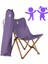 KIDS Ahşap Katlanır Kamp & Bahçe Sandalyesi – Kahverengi Iskelet - Mor Kılıf 1