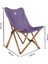 KIDS Ahşap Katlanır Kamp & Bahçe Sandalyesi – Kahverengi Iskelet - Mor Kılıf 2