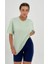 Kadın Su Yeşil Baskısız Basic Pamuklu Oversize T-Shirt 3