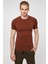 Binic Melanj Efektli Regular Fit T-Shirt Kahverengi 1