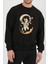 Astronot Kedi Baskılı Siyah Unisex Kadın Erkek Pamuklu Sweatshirt CU251 2