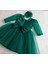 Kız Çocuk Yeşil Uzun Tül Kol Elbise 3