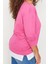 Kadın Büyük Beden Oversize Bisiklet Yaka Düşük Kol Alttan T-Shirt Çıkma Görünüm Ince Örme Sweatshirt 3