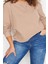 Kadın Büyük Beden Moda Şık Regular Bisiklet Yaka Balon Kol Regular Selanik Ince Örme Sweatshirt 2