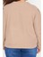 Kadın Büyük Beden Moda Şık Regular Bisiklet Yaka Balon Kol Regular Selanik Ince Örme Sweatshirt 5