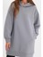 Kadın Tesettür Moda Şık Regular Kapüşonlu Standart Kol Uzun Geniş Kalıp Cepli Scuba Örme Sweatshirt 3
