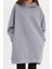 Kadın Tesettür Moda Şık Regular Kapüşonlu Standart Kol Uzun Geniş Kalıp Cepli Scuba Örme Sweatshirt 4