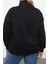 Kadın Büyük Beden Oversize Fermuarlı Yaka Düşük Kol Baskılı Geniş Kalın Polarlı Örme Sweatshirt 5