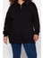 Kadın Büyük Beden Oversize Fermuarlı Yaka Düşük Kol Uzun Kalın Içi Polarlı Fermuarlı Örme Sweatshirt 3
