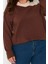 Kadın Büyük Beden Moda Regular Bisiklet Yaka Standart Kol Regular Omuz Detaylı Ince Örme Sweatshirt 5