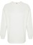 Kadın Büyük Beden Oversize Bisiklet Yaka Standart Kol Bej Kalın Polarlı Yırtmaçlı Örme Sweatshirt 1