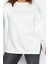 Kadın Büyük Beden Oversize Bisiklet Yaka Standart Kol Bej Kalın Polarlı Yırtmaçlı Örme Sweatshirt 2
