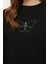 Kadın Tesettür Regular Bisiklet Yaka Standart Kol Regular Yırtmaç Detaylı Baskılı Örme Sweatshirt 3
