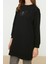 Kadın Tesettür Regular Bisiklet Yaka Standart Kol Regular Yırtmaç Detaylı Baskılı Örme Sweatshirt 5