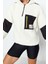 Kadın Oversize Fermuarlı Yaka Düşük Kol Paraşüt Kumaş Detaylı Peluş Geniş Kalıp Örme Spor Sweatshirt 2