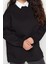 Kadın Büyük Beden Oversize Bisiklet Yaka Standart Kol Kalın Içi Polarlı Yırtmaçlı Örme Sweatshirt 2