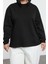 Kadın Büyük Beden Bisiklet Yaka Standart Kol Çıtçıt Detaylı Normal Kalıp Örme Sweatshirt 1
