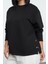 Kadın Büyük Beden Bisiklet Yaka Standart Kol Çıtçıt Detaylı Normal Kalıp Örme Sweatshirt 2