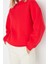 Kadın Moda Şık Relaxed Dik Yaka Düşük Kol Regular Kalın Içi Polarlı Rahat Kalıp Örme Sweatshirt 2