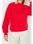 Kadın Moda Şık Relaxed Dik Yaka Düşük Kol Regular Kalın Içi Polarlı Rahat Kalıp Örme Sweatshirt 4