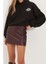 Kadın Moda Şık Relaxed Kapüşonlu Düşük Kol Crop Sırt Baskı Detaylı Kalın Içi Polarlı Örme Sweatshirt 5