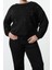 Kadın Büyük Beden Moda Şık Oversize Bisiklet Yaka Düşük Kol Regular Örme Sweatshirt 2