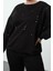 Kadın Büyük Beden Moda Şık Oversize Bisiklet Yaka Düşük Kol Regular Örme Sweatshirt 3