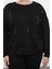Kadın Büyük Beden Moda Şık Oversize Bisiklet Yaka Düşük Kol Regular Örme Sweatshirt 4