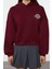 Kadın Moda Şık Relaxed Kapüşonlu Düşük Kol Crop Sırt Baskı Detaylı Kalın Içi Polarlı Örme Sweatshirt 1